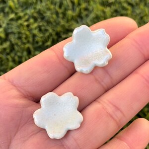 Handmade Baby Blue Porcelain Flower Earrings: Lightweight Glazed Jewelry
