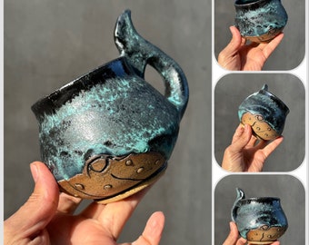 Handmade Whale coffee mug .Whale mug, Handmade mug .Pottery Mug. Wheel Thrown,Unique Mug.Eco-Friendly ceramic mug.# 4
