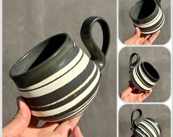 White and black marble porcelain mug Handmade mug.Wheel thrown  .Coffee/Tea mug.Eco-Friendly ceramic mug.Ceramic Mug .