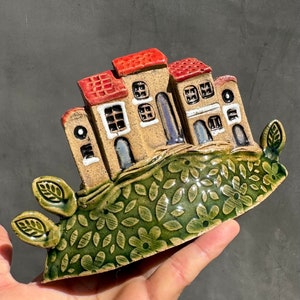 Handmade Ceramic Cottage: Miniature House Planter Decor