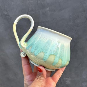 Wheel thrown ceramic dripping mug.Handmade Coffee/Tea mug.Eco-Friendly ceramic mug.Ceramic Mug .