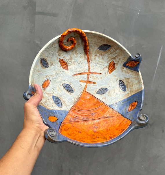 Handmade Ceramic Bowl: Hand-Painted Modern Art Plate, Home Decor