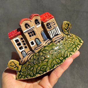 Handmade Ceramic Cottage: Miniature House Planter, Home Accent