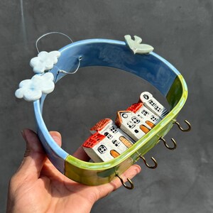 Handmade Tiny Village Key Ceramic Holder for Home, Wall Decoration ...