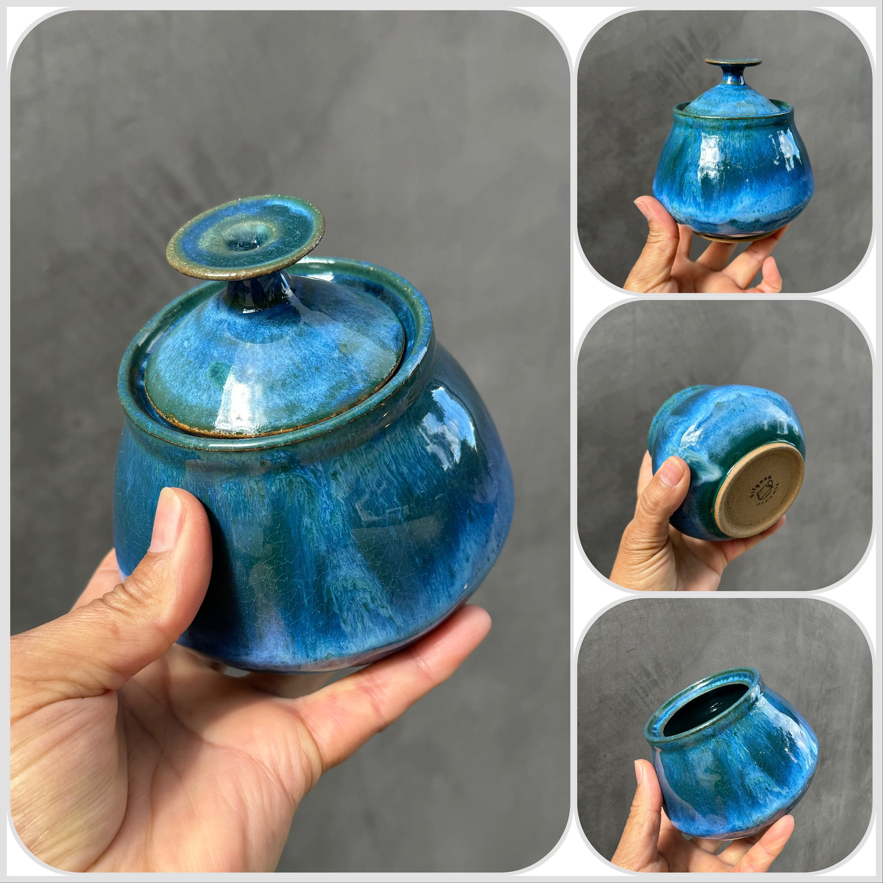 手作りの蓋付き陶器瓶：ろくろ成形の陶器容器 - Etsy 日本