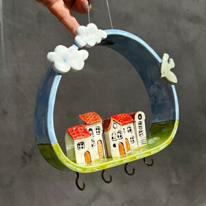 Handmade Tiny Village Key Ceramic Holder for Home, Wall Decoration ...