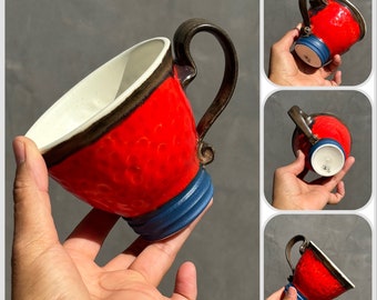 Handmade coffee mug,Wheelthrown mug .Pottery Mug.Unique Mug.Eco-Friendly ceramic mug.