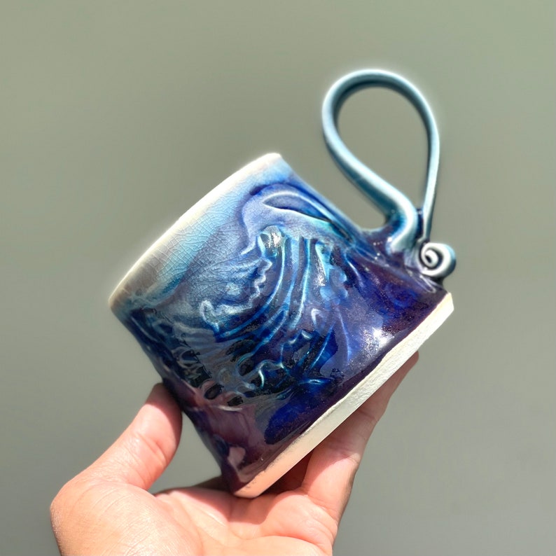Handmade Jellyfish Coffee/Tea mug Jellyfish mug, Handmade mug .Pottery Mug. Wheel Thrown,Unique Mug.Eco-Friendly ceramic mug.5 image 1