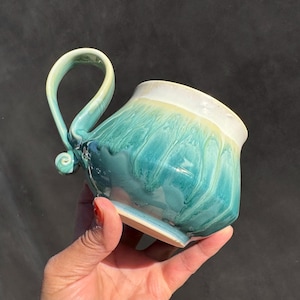 Wheel thrown ceramic dripping mug.Handmade Coffee/Tea mug.Eco-Friendly ceramic mug.Ceramic Mug .