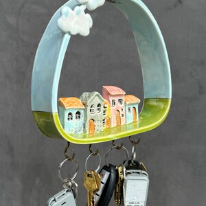 Handmade Tiny Village Key Ceramic Holder for Home, Wall Decoration ...