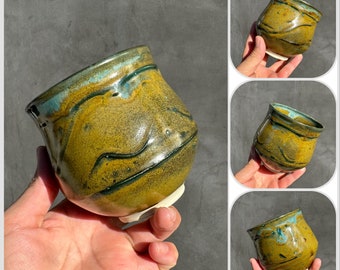 Handmade Green ceramic cup.Ceramic cup.Wheel Thrown ceramic cup.Coffee cup.late cup.Eco-friendly cup.Coffee cup.