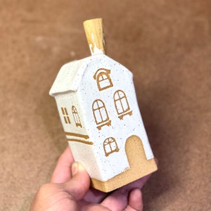 Handmade Ceramic House Incense Burner: Glazed Clay Decor