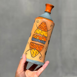 Handgemachte Keramik Flasche Vase: Handbemalte Kunstkeramik