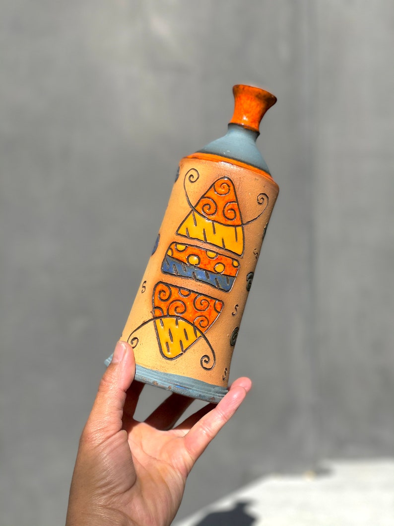 Handmade Ceramic Bottle.Ceramic vase.Ceramics and Pottery, Handmade and Hand Painted Ceramics, Art pottery image 1