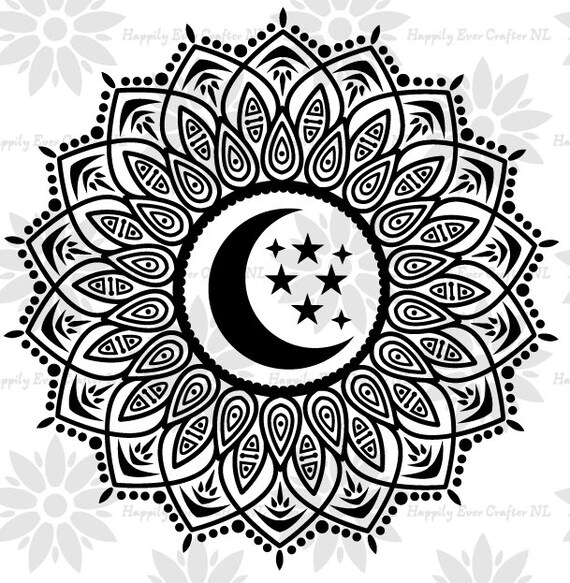 Beautiful Moon Mandala Design Svg Download Cutting File Etsy