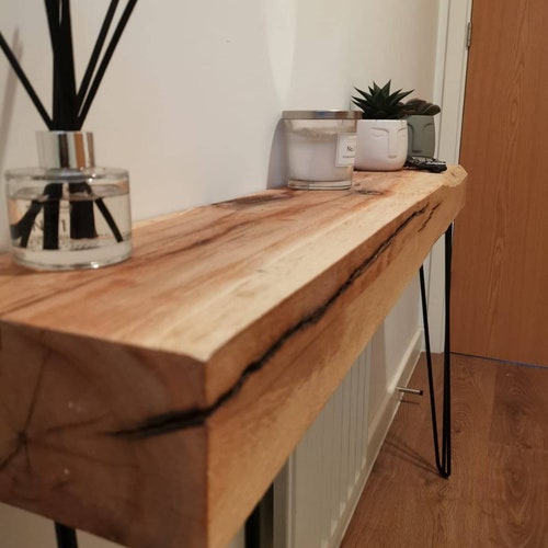 Narrow Console Table With Hairpin Legs Wooden Rustic Hallway Etsy