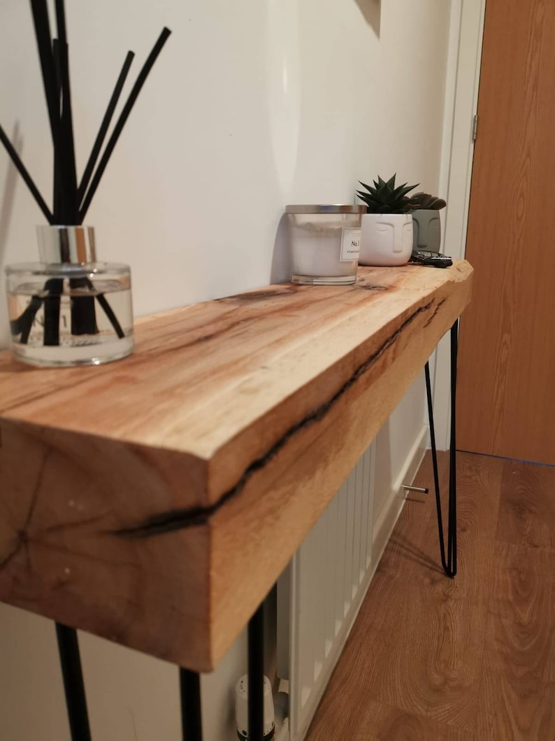 Solid Oak Entryway Table Hairpin Legs Hallway Table Rustic Etsy UK