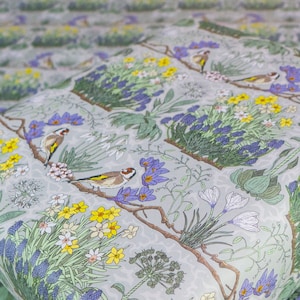Gardens & Goldfinch | Wrapping Paper with intricate, British nature-inspired illustrations + botanical birds scenery, thick eco gift wrap