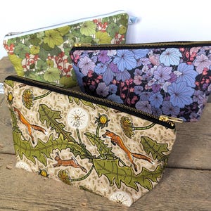 Large Cosmetic Case - made in UK | multiple designs - waterproof lining with durable zip, travel, makeup toiletry bag