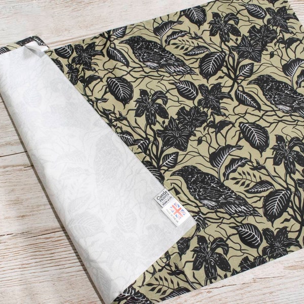 Large Tea Towel - Kew Ravens | Premium thick cotton, UK origin | eco, kitchen, homeware, luxury | bird, trees, new home, gift