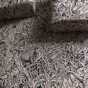 Greenwich Village Butterflies - Wrapping Paper with intricate, lino cut inspired Butterflies + forest scenery, thick gift wrap 50x70cm