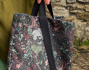 Large tote bag - Romantic Elephants | Double handled on thick cotton | Luxury Eco Bag | shopping, market, botanical, made in England