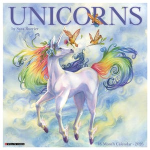 Unicorns by Sara Burrier (art) 2026 12&quot; x 12&quot; Wall Calendar