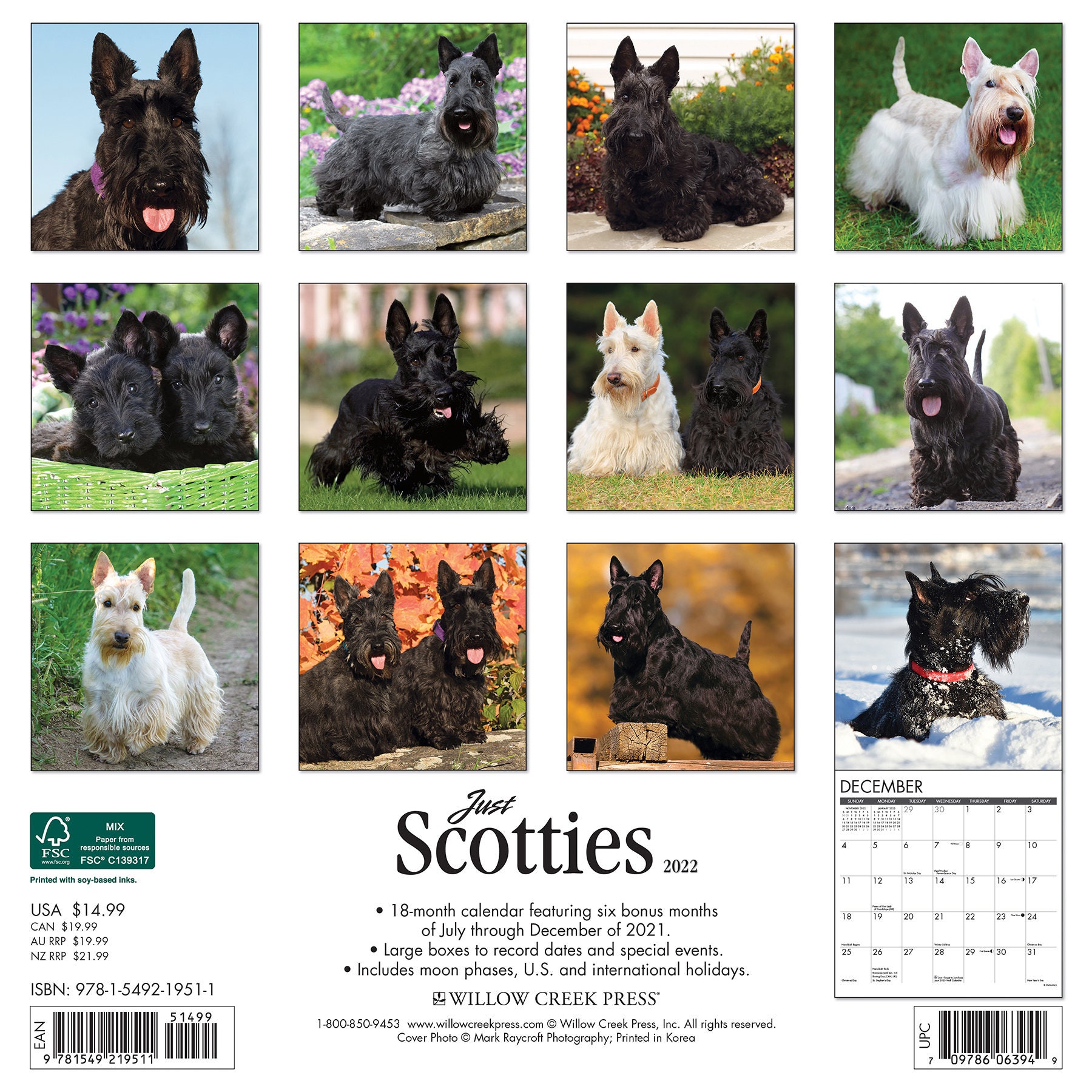 Just Scotties 2022 Wall Calendar Dog Breed Etsy