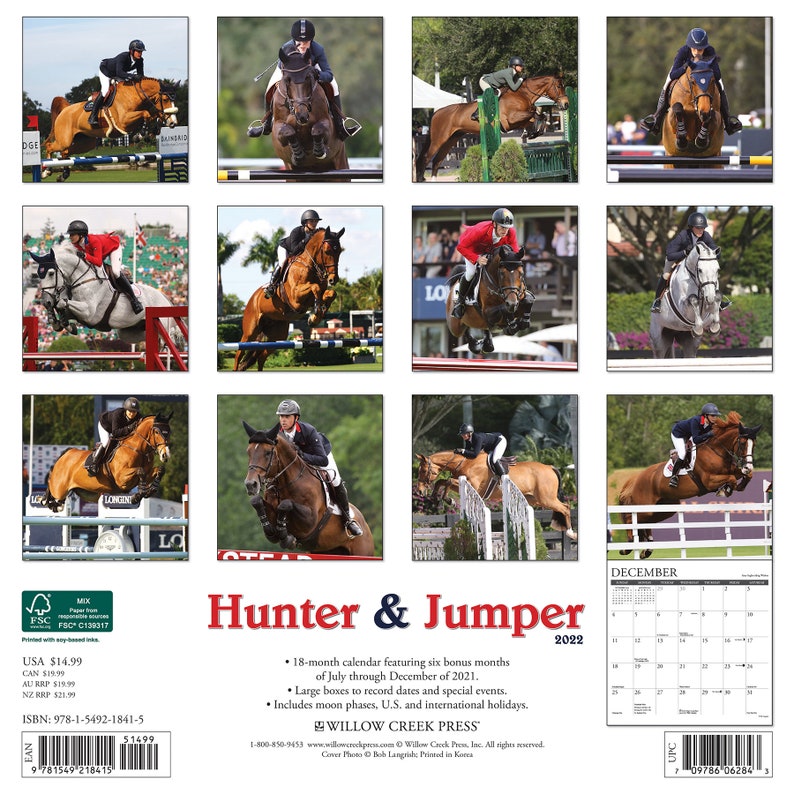 Hunter & Jumper 2022 Wall Calendar Horses | Etsy