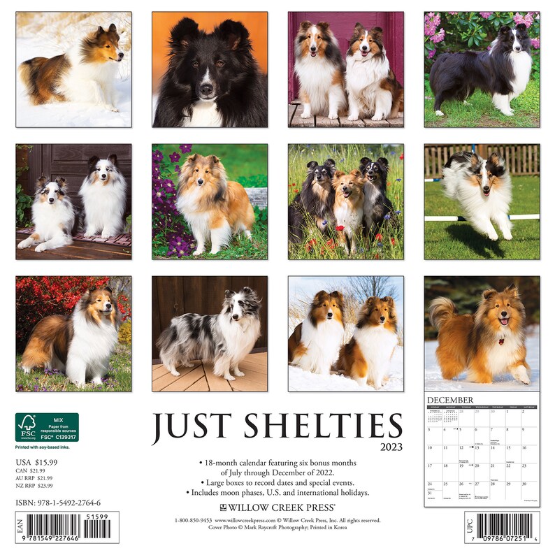 Just Shelties 2023 12 X 12 Wall Calendar Etsy