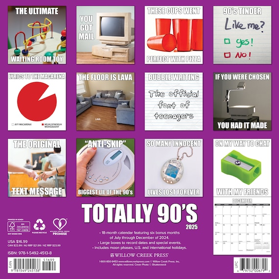 Totally 90s 2025 Wall Calendar – Willow Creek Press