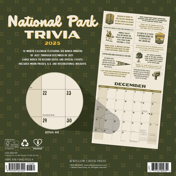 National Park Trivia 2025 Wall Calendar - Walmart.com