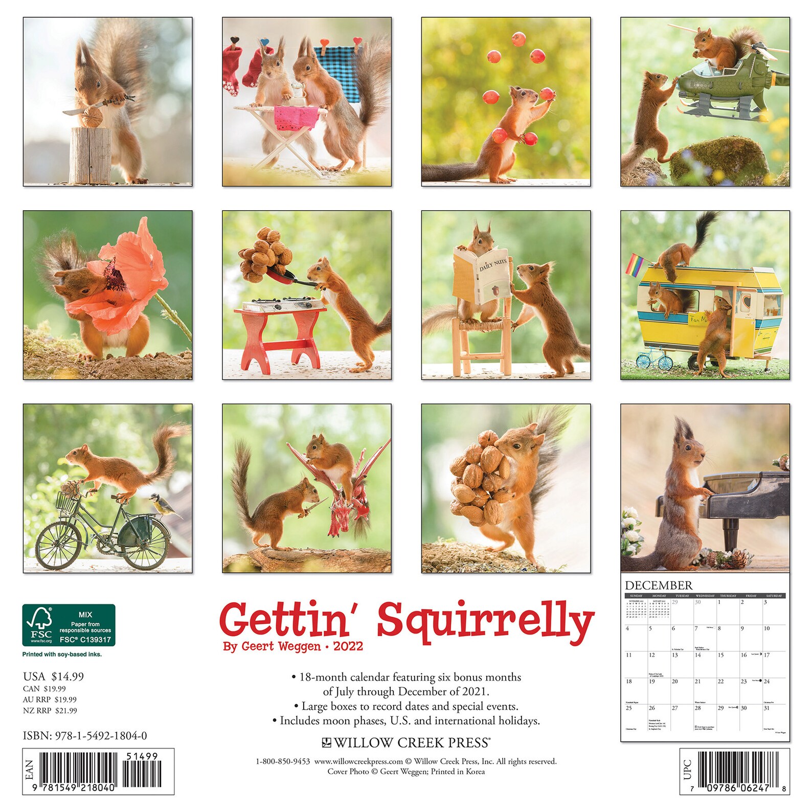 Gettin' Squirrelly 2022 Wall Calendar squirrels Etsy