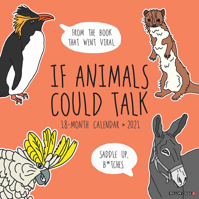 2021 If Animals Could Talk Wall Calendar Etsy