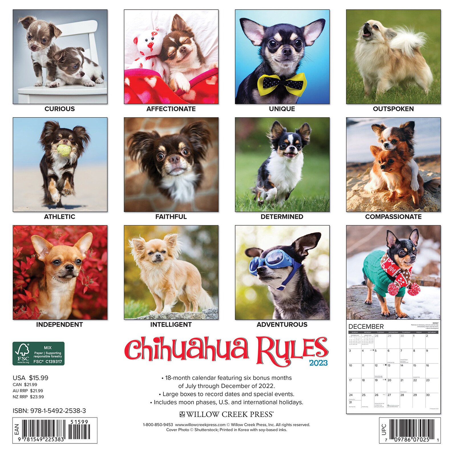 Chihuahua Rules 2023 12 X 12 Wall Calendar Etsy