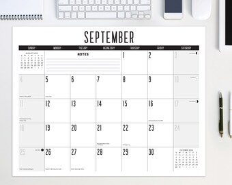 Includes Wood Block Calendar for Desk Cute Desk Decor for Office & Home Petal Lane Desk Calendar 2021-12 Months Premium Thick Paper Black