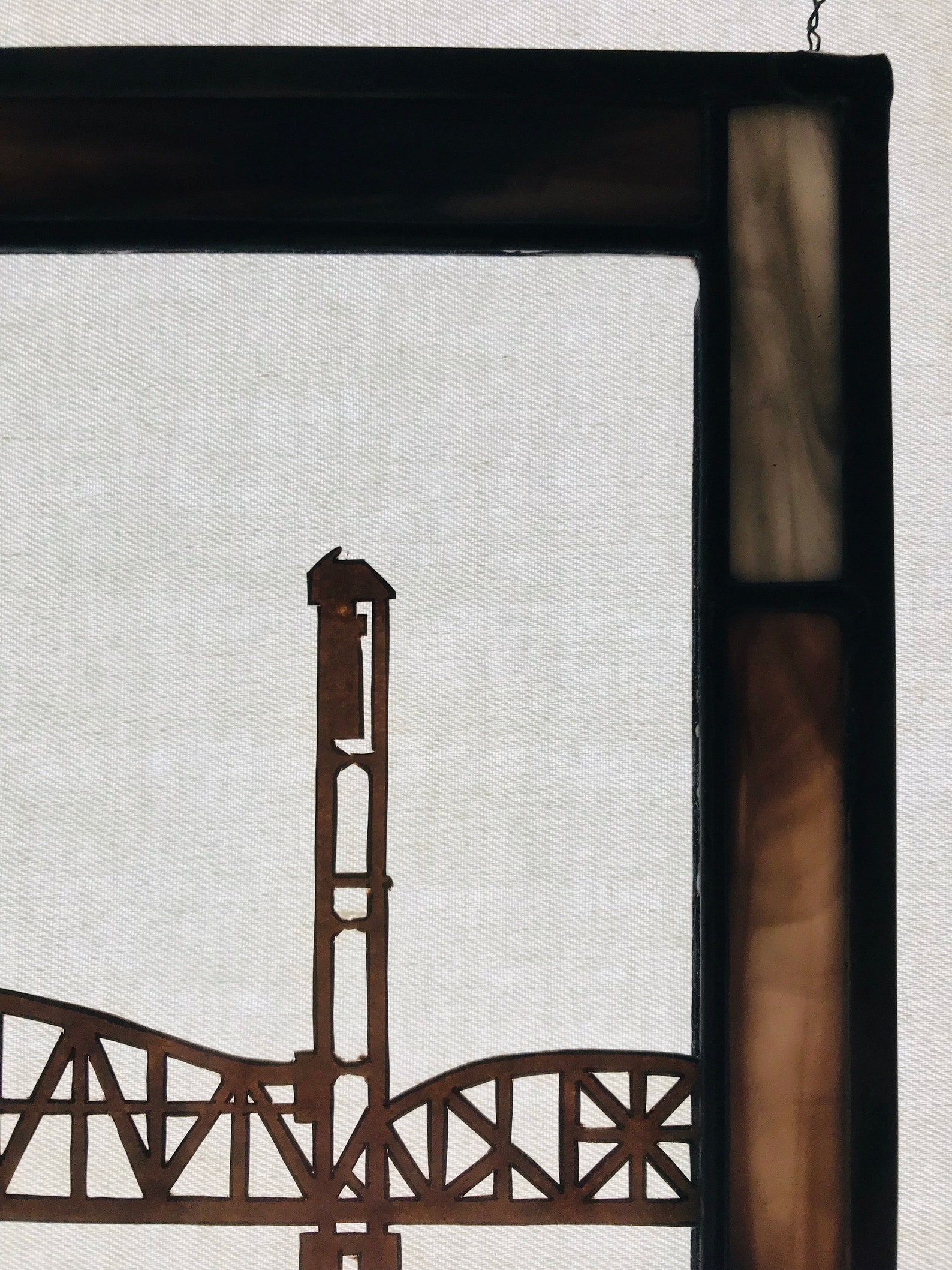 Stained Glass Burlington Railroad Bridge 10 X 13 Etsy