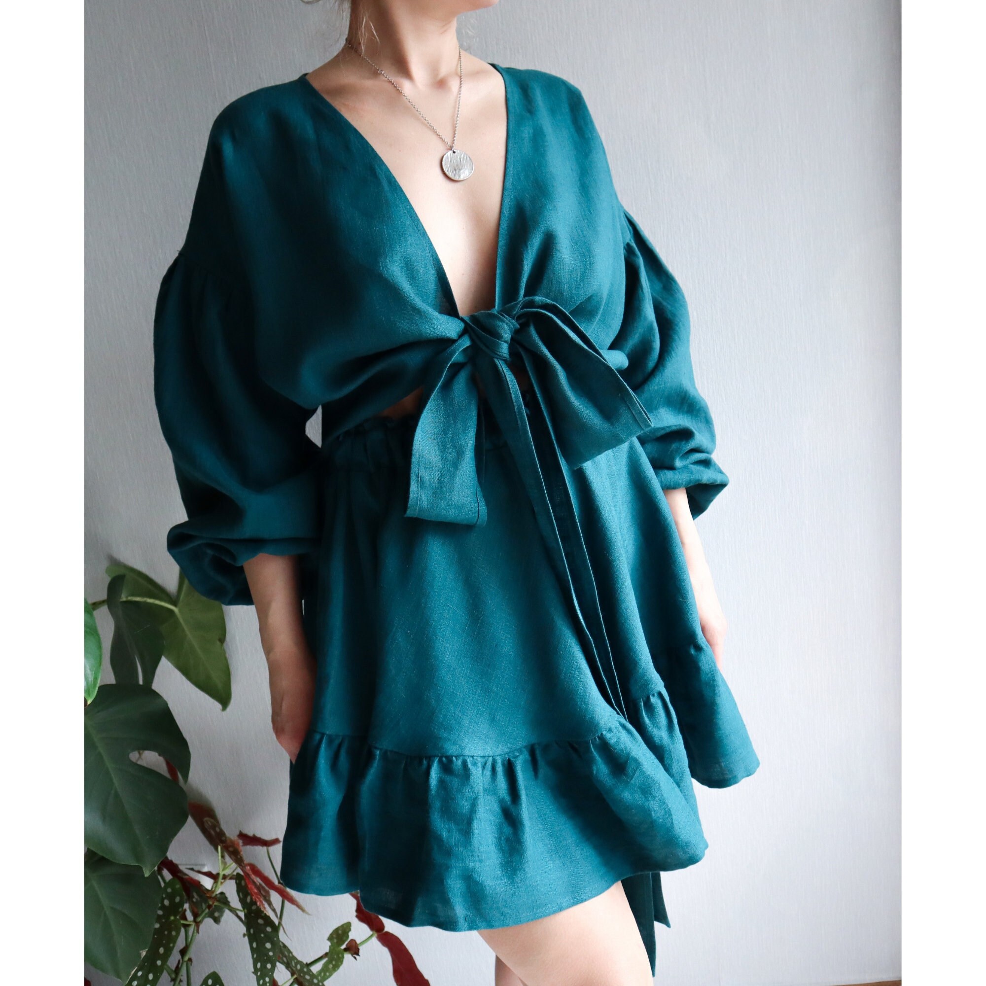 quetzal green dress Turquoise & Teal Stripe Crossback Apron Fair Trade Mayamam Weavers