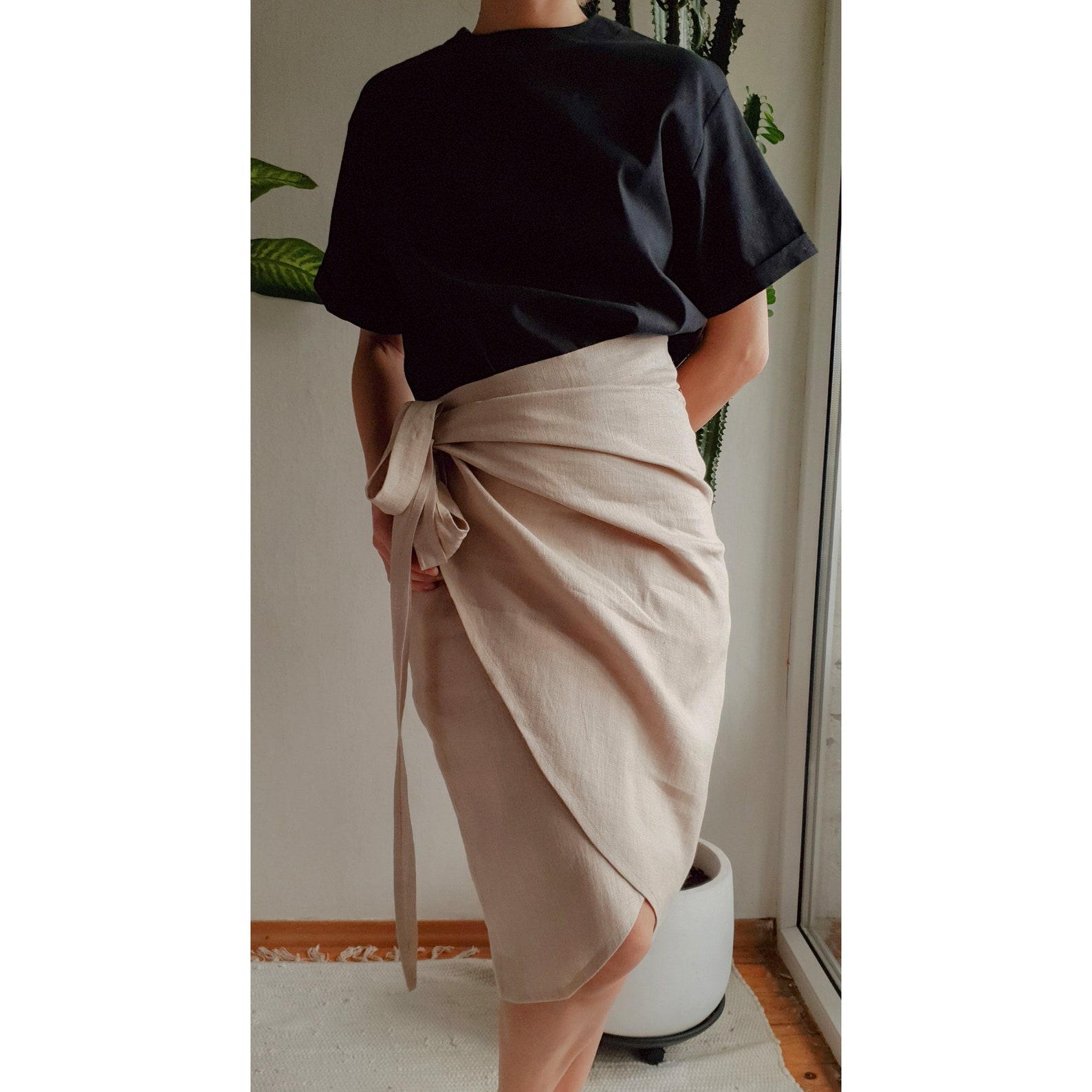 Linen Skirt. Wrap Skirt. Midi Skirt. Knee Length Linen Skirt. Etsy — free download