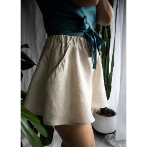 Linen shorts.Linen skirt shorts.Wide leg shorts.Shorts with pockets.Women's shorts.Summer clothing.Linen resort wear.Flared leg shorts. image 4