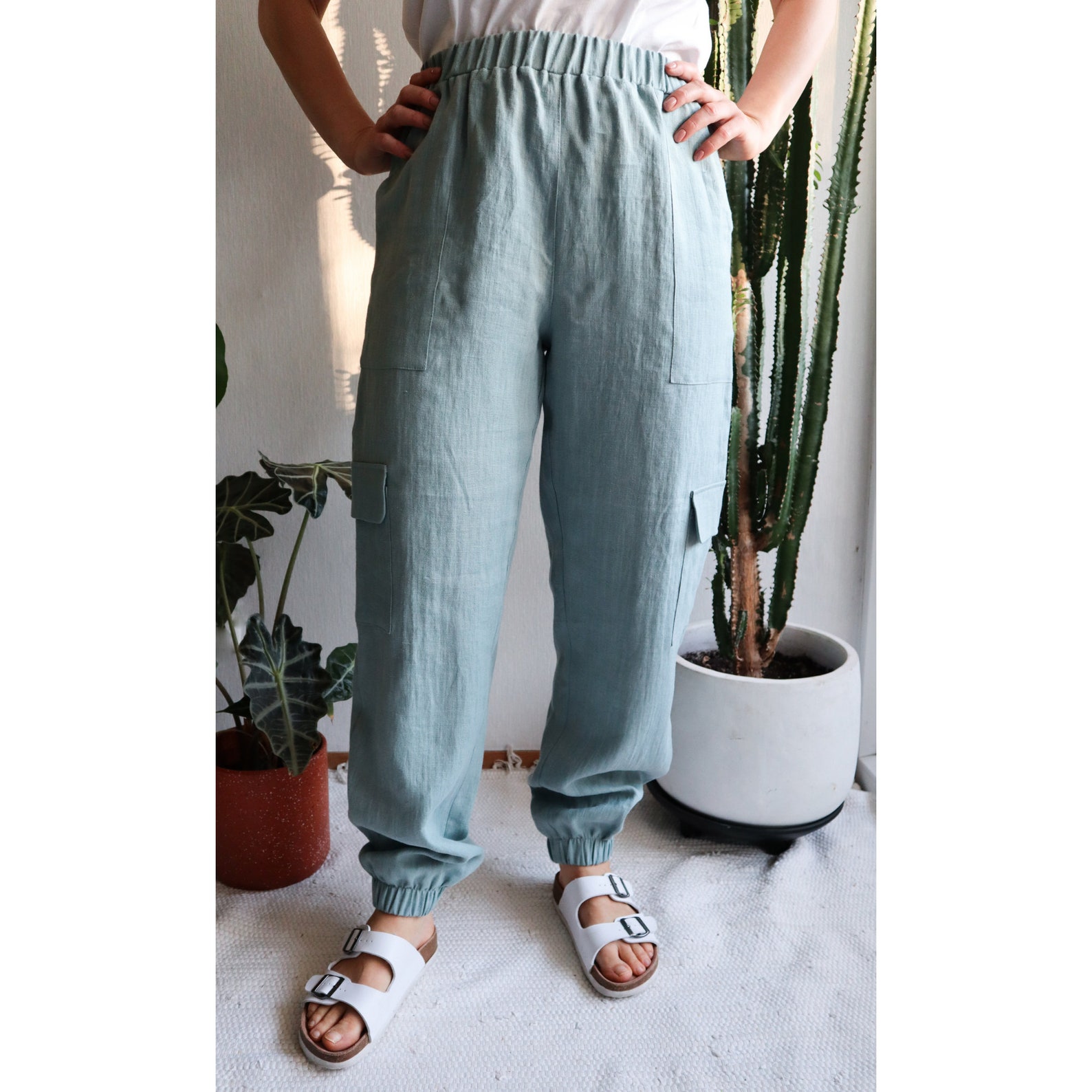 Linen cargo jogger