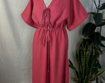 Ready to ship.Linen dress.Spring summer dress.V-neck dress.Kimono Sleeve dress.Long linen dress.Split side dress.Boho dress.Resort wear