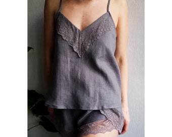 Linen pajama set Linen pajamas Linen pajamas top Linen pajamas shorts Linen sleepwear Linen loungewear Linen nightwear Linen pajamas woman