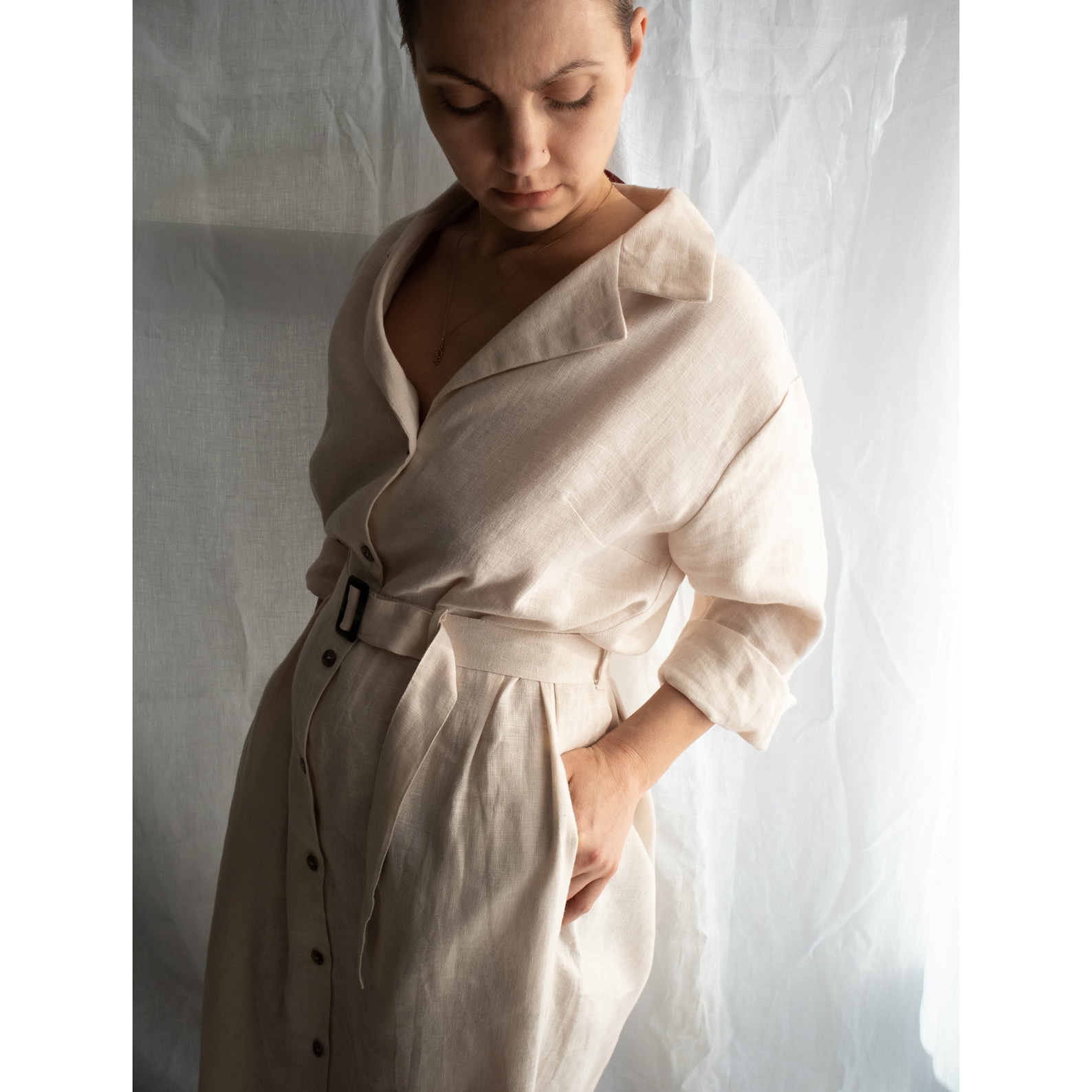 Linen Buttondown Long Dress. Soft Linen Shirt Dress With Etsy