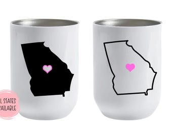 Personalized State Pride Wine Tumbler, All 50 States Available, Custom Home State Wine Tumbler, Stainless Steel Home Tumbler, Gift for Her