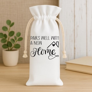Wine Gift Bag for New Homeowners, Realtor Thank You Gift, Wine Tote for Housewarming Gift, Welcome Gift for New Neighbors, Reusable Wine Bag