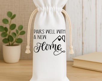 Wine Gift Bag for New Homeowners, Realtor Thank You Gift, Wine Tote for Housewarming Gift, Welcome Gift for New Neighbors, Reusable Wine Bag