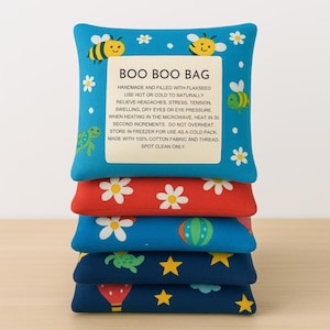 SET OF 2 Kids Reusable Boo Boo Bags, Flaxseed Hot & Cold Packs, Childrens Ice Pack, Eco-Friendly First Aid Gift, Boo Boo Bag Set