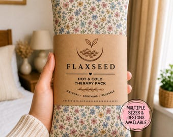 Natural Flaxseed Heating Pad, Microwavable Heat Pack, Reusable Cold Pack, Neck & Shoulder Wrap, Handmade