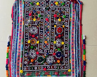 1970s Vintage Kutch Tribal Dress, Hand Embroidered Banjara Blouse